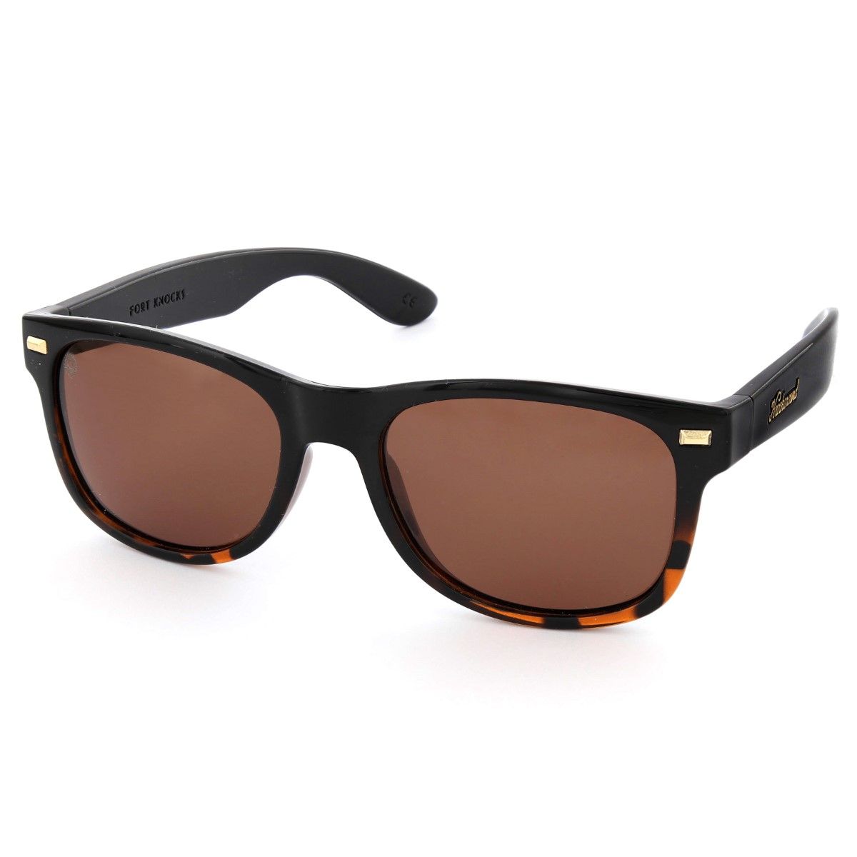 Knockaround Glossy Black And Tortoise Shell Fade/Polarized Amber Fort Knocks Unisex Sunglasses