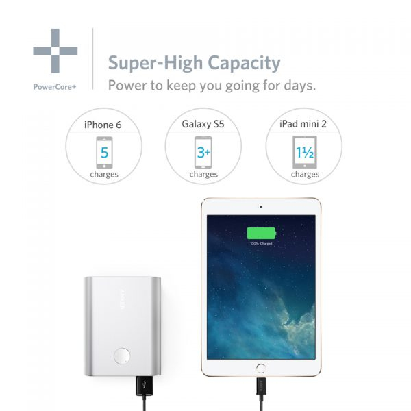 Anker Powercore+ Silver 13400mAh with Qc3.0 Power Bank