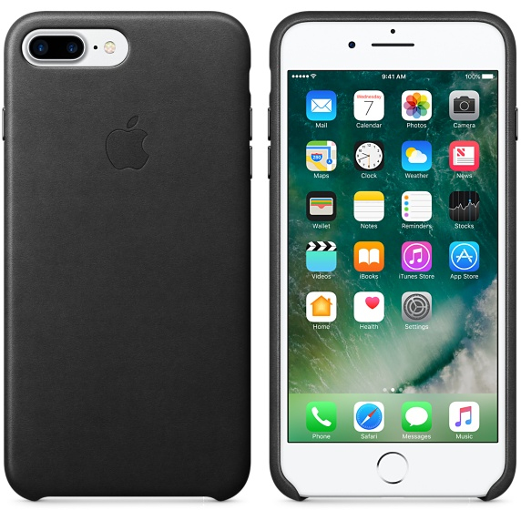 Apple Leather Case Black iPhone 8/7 Plus