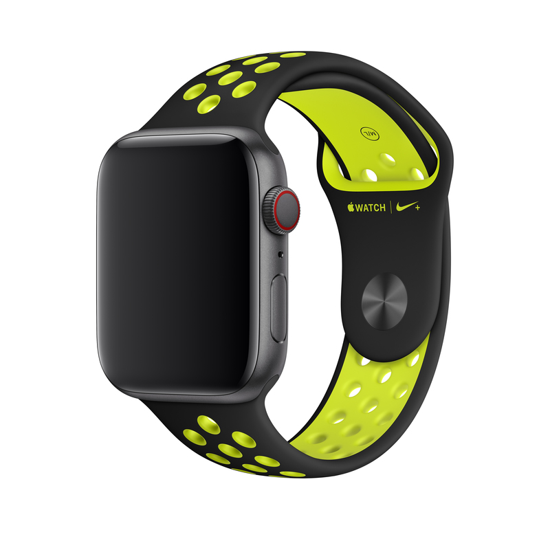 Apple 44mm Black/Volt Nike Sport Band S/M & M/L (Compatible with Apple Watch 42/44/45mm)
