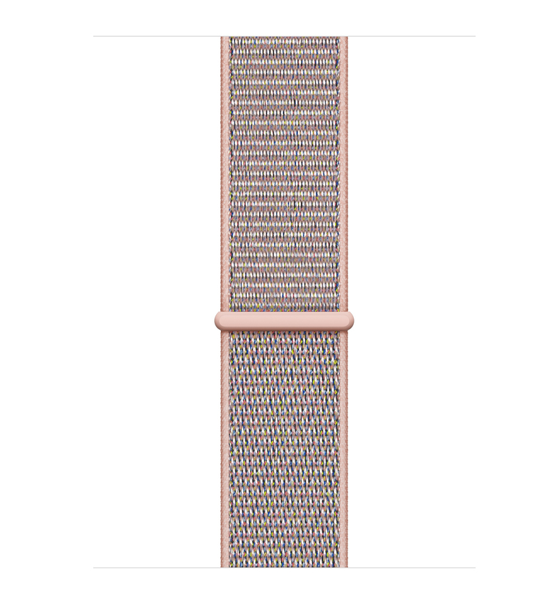 ساعة آبل من الإصدار الرابع مع جي بي إس 40 مم ذات هيكل من الألومنيوم بالون الذهبي مع حزام ساعة رياضي وردي رملي