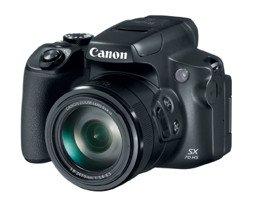 كاميرا كانون باور شوت Sx70 Hs بريدج 20.3 ميجا بكسل سيموس 5184 X‏ 3888 بكسل 1/2.3 بوصة سوداء اللون