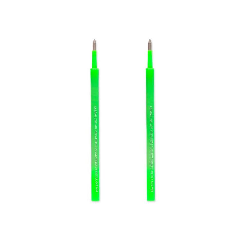 Legami Set of 2 Refills for Gel Pen - Lovely Friends - Neon Green Legami Set of 2 Refills for Gel Pen - Lovely Friends - Neon Green