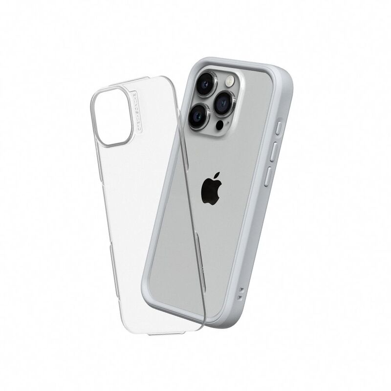 Rhinoshield Mod NX For iPhone 15 Pro (With Button/ Frame/ Clear Back Plate) - Platinum Gray