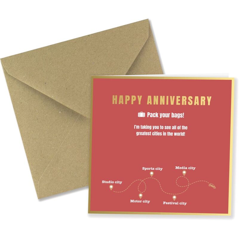 Share The Love Happy Anniversary, Pack Your Bags - Anniversary Greeting Card (15 x 15 Cm)
