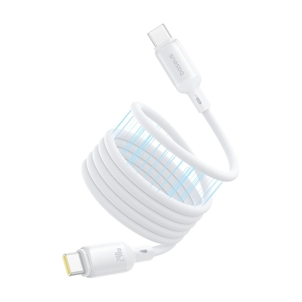 Baseus PicoGo Magnetic Liquid Silicone Fast Charging Cable USB-C to USB-C 240W 1m - Moon White