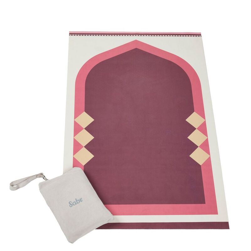 Sabr Lahore Compact Prayer Mat - Burgundy (68 x 107 x 0.1cm) Sabr Lahore Compact Prayer Mat - Burgundy (68 x 107 x 0.1cm)