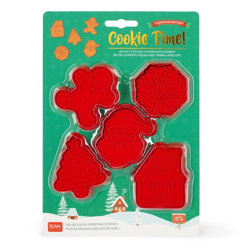 Legami 5 Cookie Cutters with Stamps - Cookie Time! - Christmas Legami 5 Cookie Cutters with Stamps - Cookie Time! - Christmas