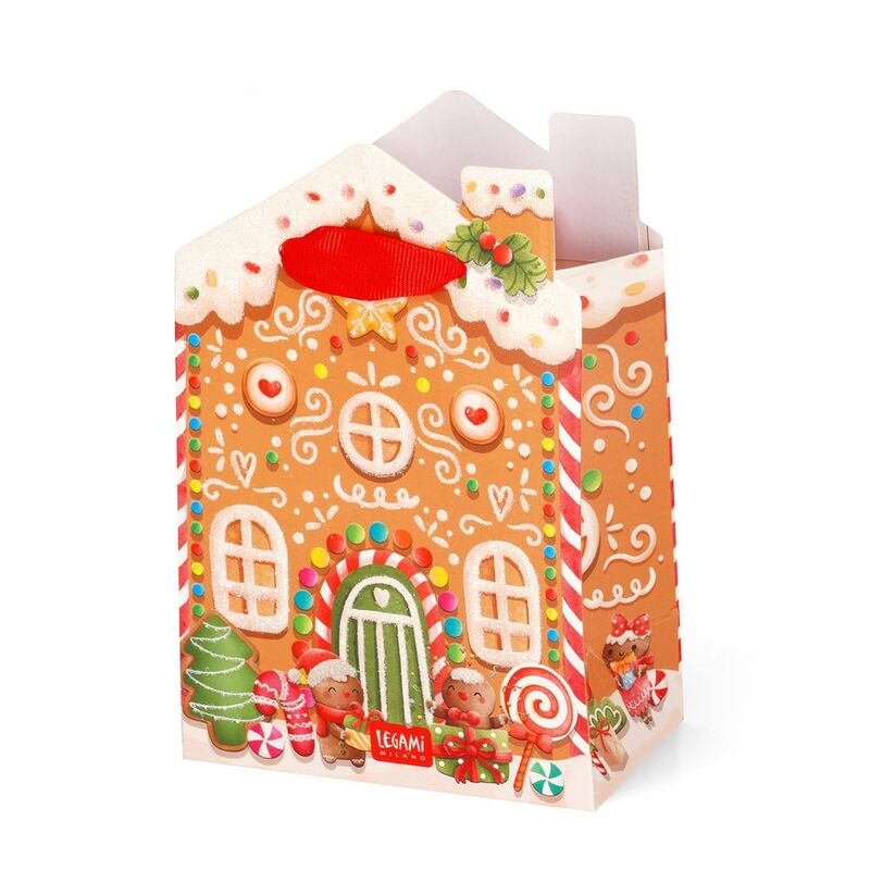 Legami Gift Bag - Small - Gingerbread House (10 x 15 x 6.5 cm)