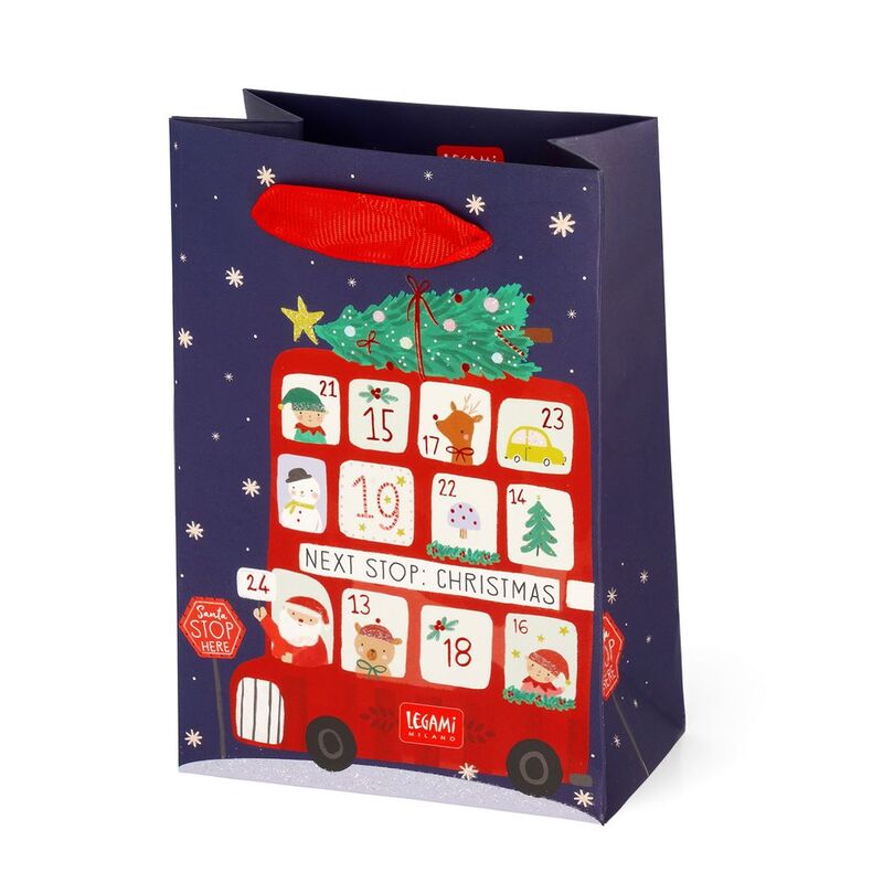 Legami Gift Bag - Small - Christmas Bus (10 x 15 x 6.5 cm)
