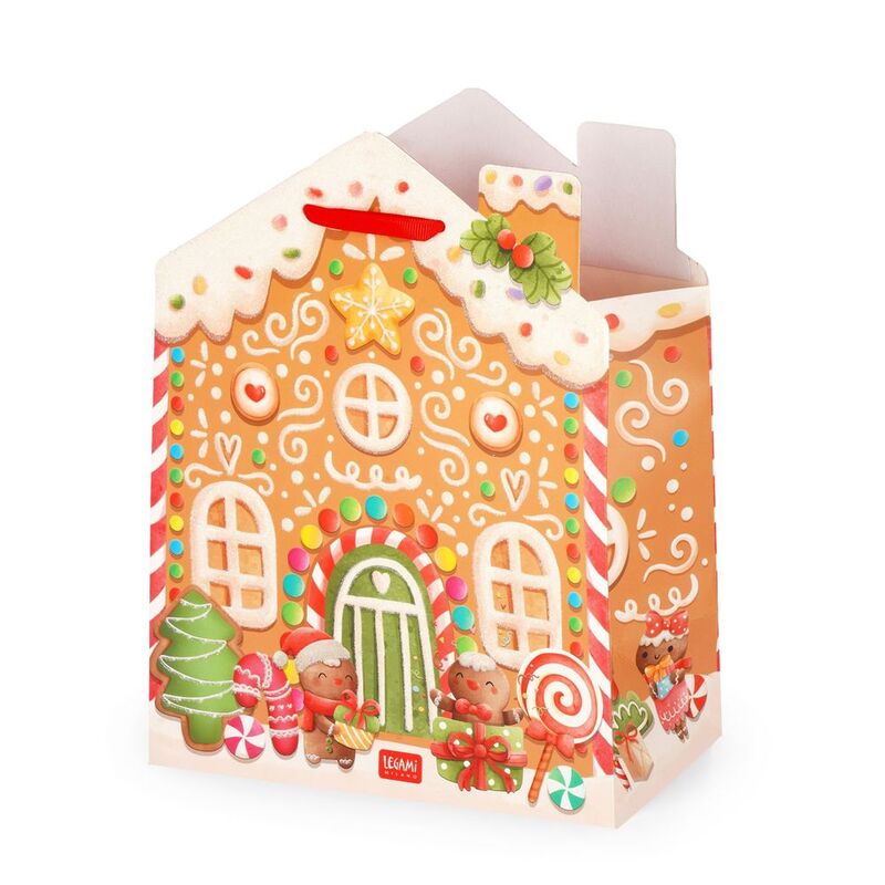 Legami Gift Bag - Medium - Gingerbread House (19 x 25 x 11.5 cm)