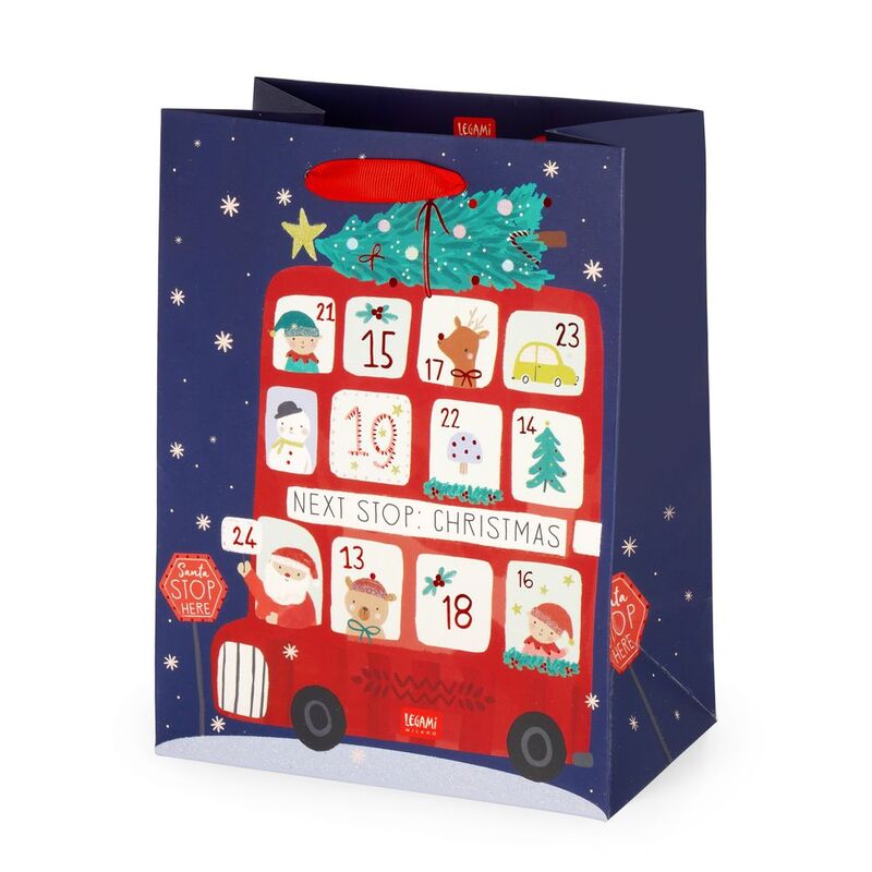 Legami Gift Bag - Medium - Christmas Bus (19 x 25 x 11.5 cm)