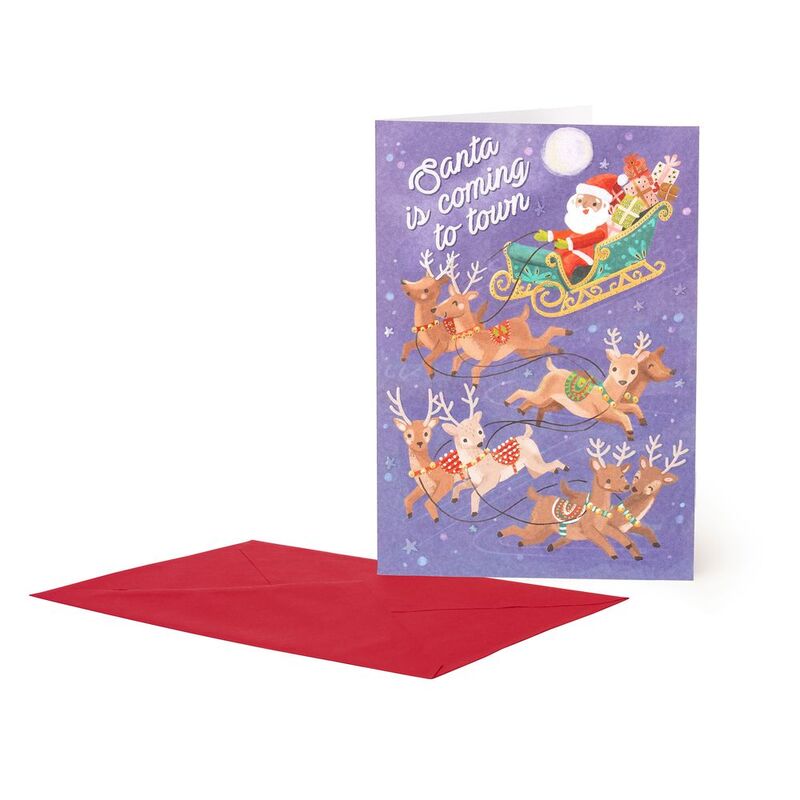 Legami Large Greeting Card - Santa Sleigh (11.5 x 17 cm)