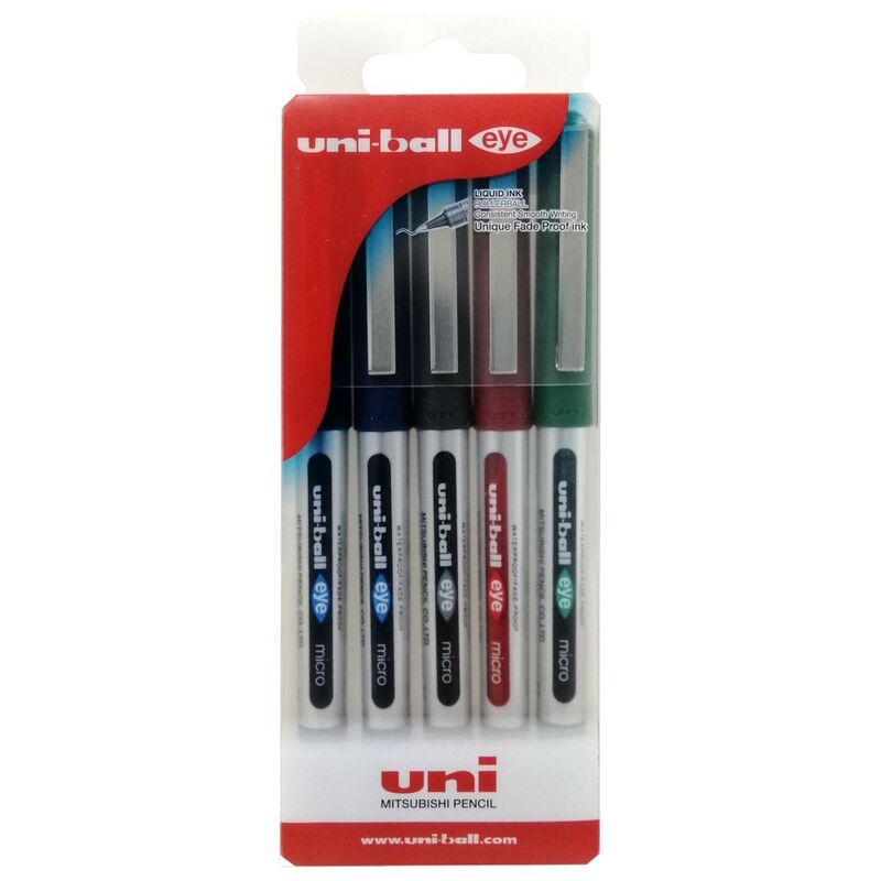 Uni-Ball Eye Micro Rollerball Colour Pen Pack (Pack Of 5)