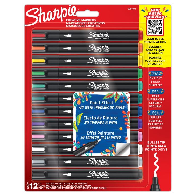 Sharpie Creative Acrylic Colour Bullet Tip Marker Pack (Pack Of 12)