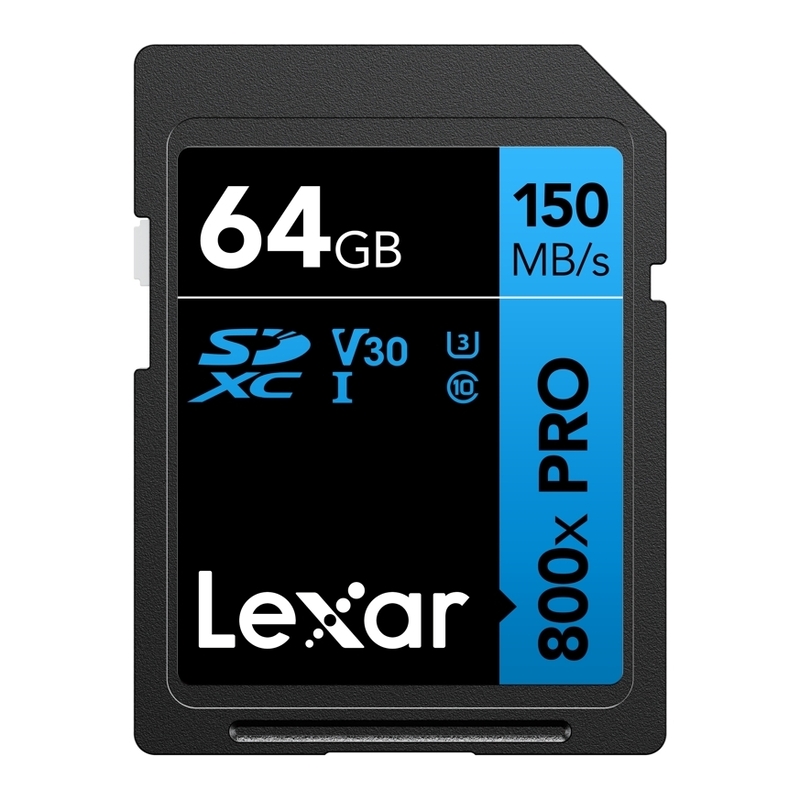 Lexar Professional 800x PRO SDXC UHS-I cards up to 150MB/s read 45MB/s write C10 V30 U3 - 64GB