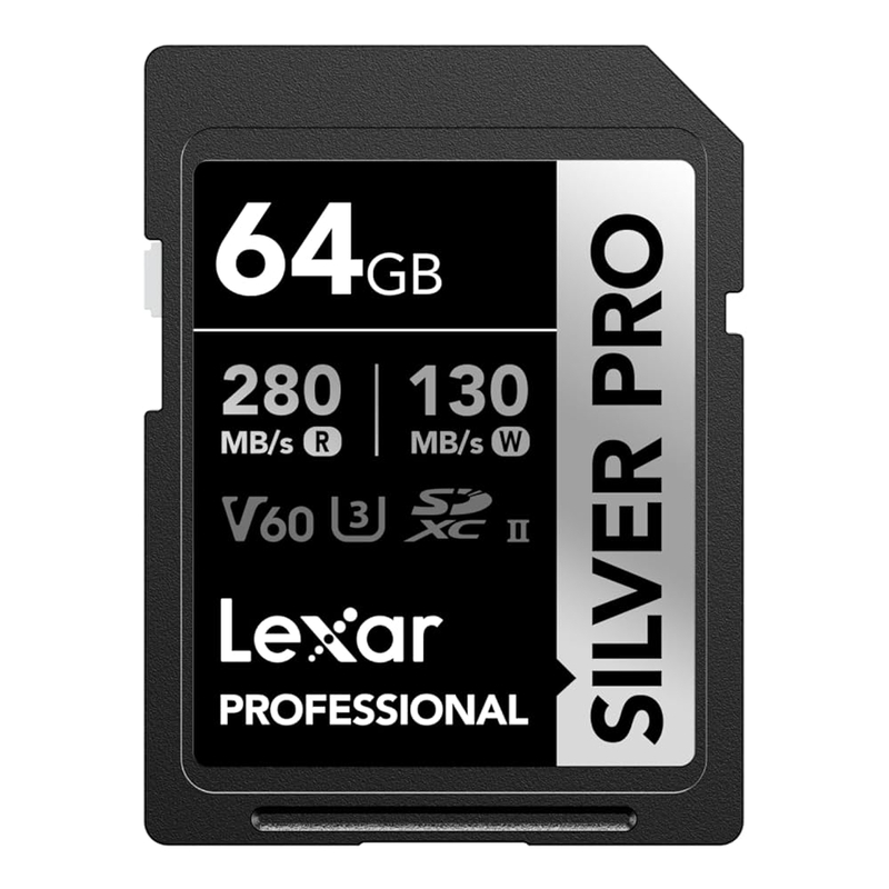 Lexar Professional SILVER PRO SDXC UHS-II Card up to 280MB/s read 120MB/s write C10 U3 V60 - 64GB