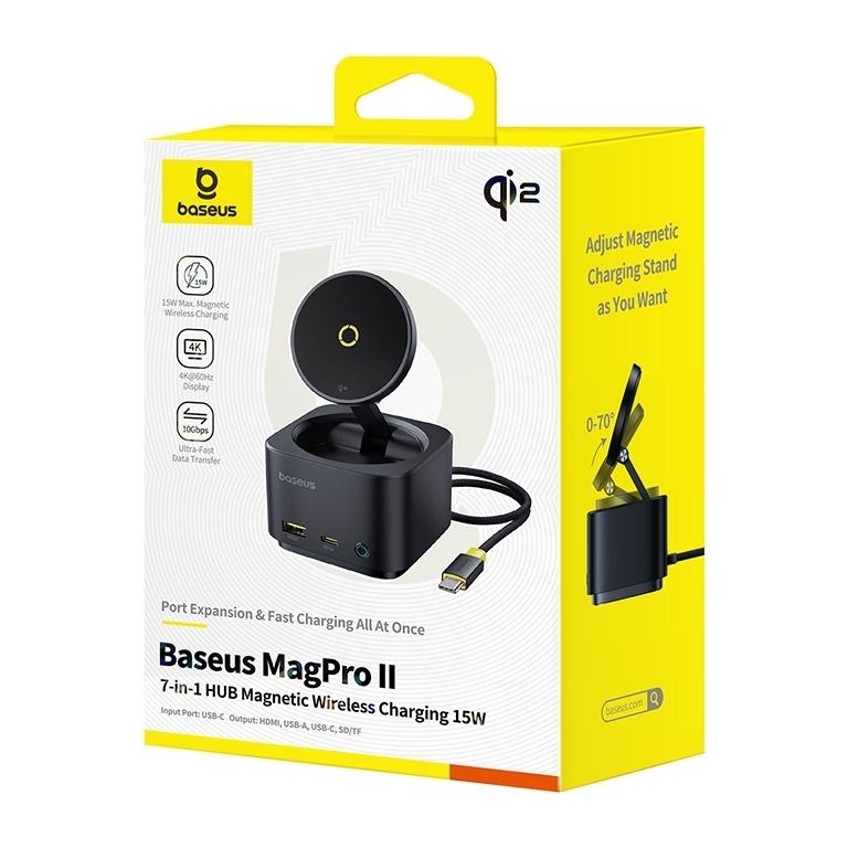 Baseus MagPro II 7-in-1 HUB Wireless Charger 15W Cosmic - Black