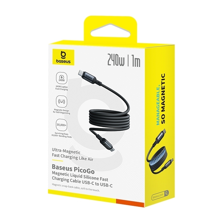 Baseus PicoGo Magnetic Silicone Cable USB-C to USB-C 240W 1m Cosmic - Black