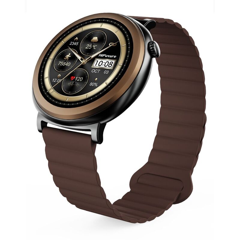 HiFuture Aurora AMOLED 1.43-Inch Bluetooth Calling Smartwatch - Brown