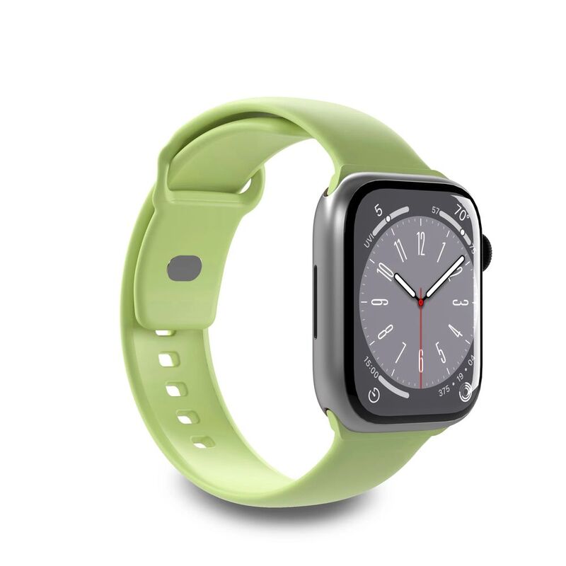 Puro "Icon" Silicone Band For Apple Watch Up To Series 9 38-40-41mm - Series 10 42mm 3 Pieces Including Size SM & ML - Light Green