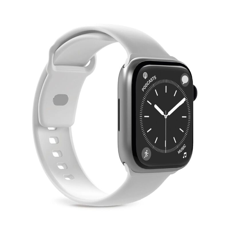 Puro "Icon" Silicone Band For Apple Watch Up To Series 3 42mm - Series 4 And Following 44-45-46-49mm 3 Pieces Included Size SM & ML - White