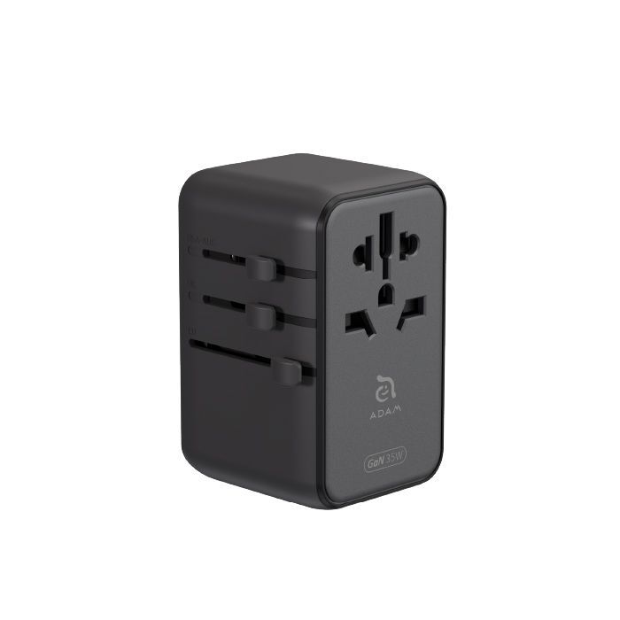 Adam Elements T35L 35W Universal Travel Adapter With Built-In USB-C Cable - Grey Adam Elements T35L 35W Universal Travel Adapter With Built-In USB-C Cable - Grey
