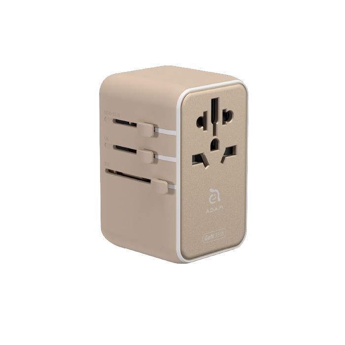 Adam Elements T35L 35W Universal Travel Adapter With Built-In USB-C Cable - Gold Adam Elements T35L 35W Universal Travel Adapter With Built-In USB-C Cable - Gold