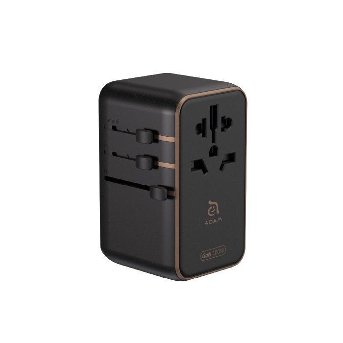 Adam Elements T100L 100W Universal Travel Adapter With Built-In USB-C Cable - Black Adam Elements T100L 100W Universal Travel Adapter With Built-In USB-C Cable - Black