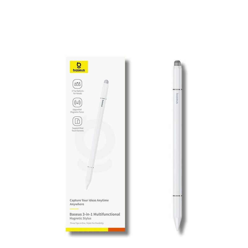 Baseus Smooth Writing III 3-In-1 Passive Stylus Non-Magnetic - White Baseus Smooth Writing III 3-In-1 Passive Stylus Non-Magnetic - White