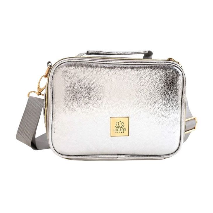 Umami Prive Insulated Leather Lunch Bag Shiny Silver Umami Prive Insulated Leather Lunch Bag Shiny Silver