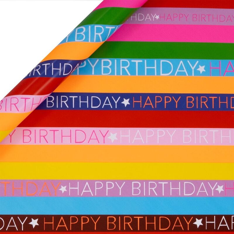 Glick Rollwrap Gift Wrapping Paper (400 x 70cm) Birthday Slide