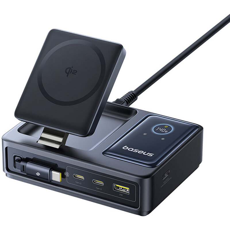 Baseus Nomos 5-In-1 Desktop Wireless Charger 3C+U 140W Eu Qi2 - Cosmic Black