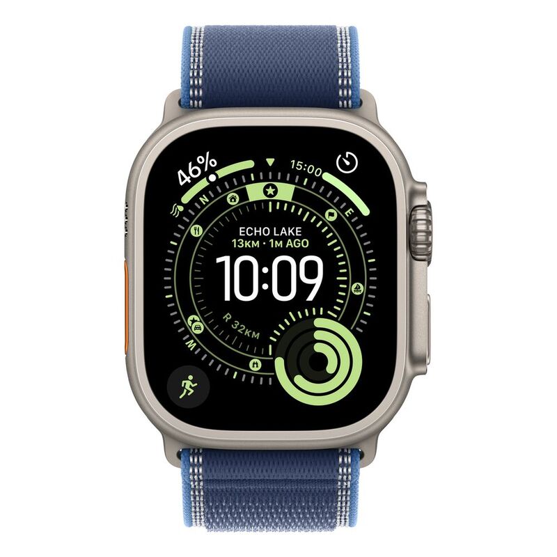 Apple Watch Ultra 3 GPS + Cellular 49mm Natural Titanium Case with Blue/Bright Blue Trail Loop - S/M Apple Watch Ultra 3 GPS + Cellular 49mm Natural Titanium Case with Blue/Bright Blue Trail Loop - S/M