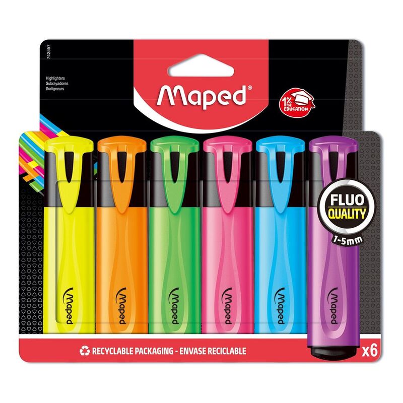 Maped Highlighter Fluopep Classic Pack - 6 Colors Maped Highlighter Fluopep Classic Pack - 6 Colors