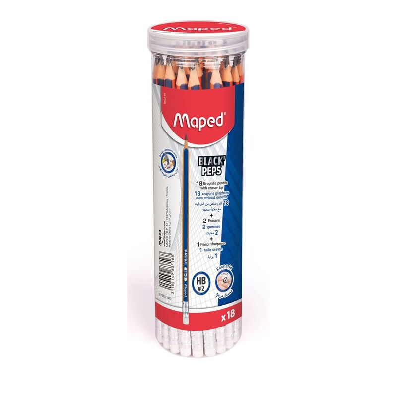 Maped Blackpeps Tube 18 Pcs / 1 Sharpener / 1 Eraser Maped Blackpeps Tube 18 Pcs / 1 Sharpener / 1 Eraser