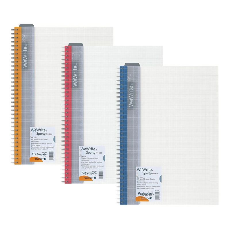 Foldermate Spiral A5 Notebook 70 Sheets with Ruler Ruler - Wewrite (Assorted - Includes 1)
