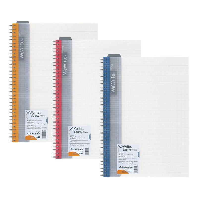 Foldermate 5-Subject Notebook B5 150 Sheets - Regular Colors Wewrite (Assorted - Includes 1) Foldermate 5-Subject Notebook B5 150 Sheets - Regular Colors Wewrite (Assorted - Includes 1)