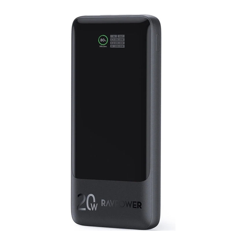 RavPower PB1237 10K mAh TFT Display Power Bank 2C 1A PD20W - Black RavPower PB1237 10K mAh TFT Display Power Bank 2C 1A PD20W - Black