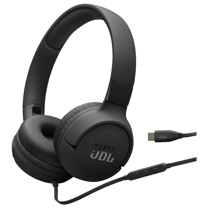 JBL Tune 520C USB-C Wired On-Ear Headphones - Black JBL Tune 520C USB-C Wired On-Ear Headphones - Black