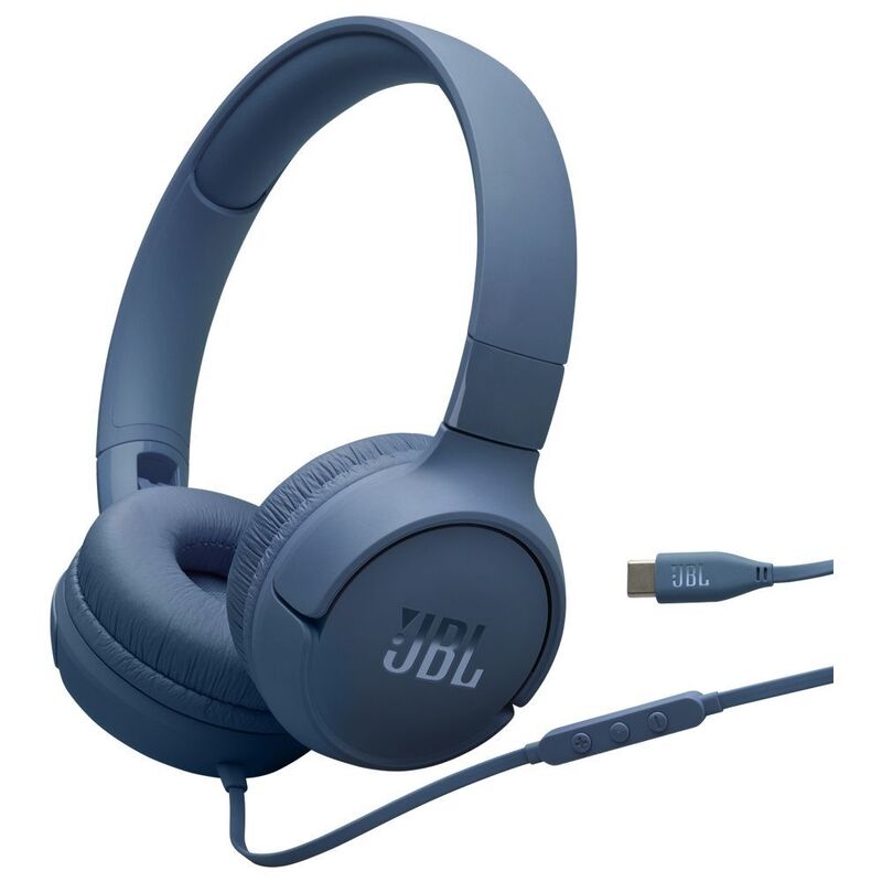 JBL Tune 520C USB-C Wired On-Ear Headphones - Blue JBL Tune 520C USB-C Wired On-Ear Headphones - Blue