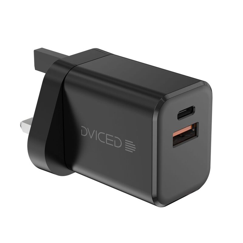 Dviced Wall Charger Cable 35W Gan 1 USB-A 1 USB-C (UK) - Black