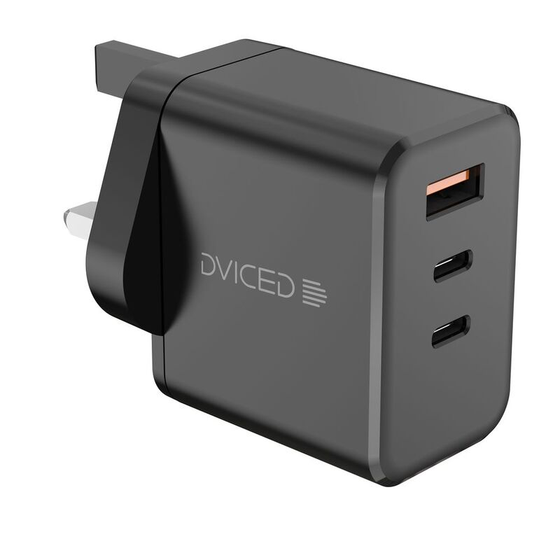 Dviced Wall Charger Cable 65W Gan 2 USB-C 1 USB-A (UK) - Black