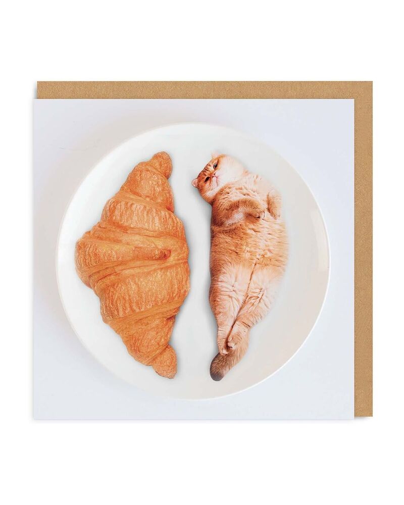Ohh Deer Cat Croissants Greeting Card (Sq)
