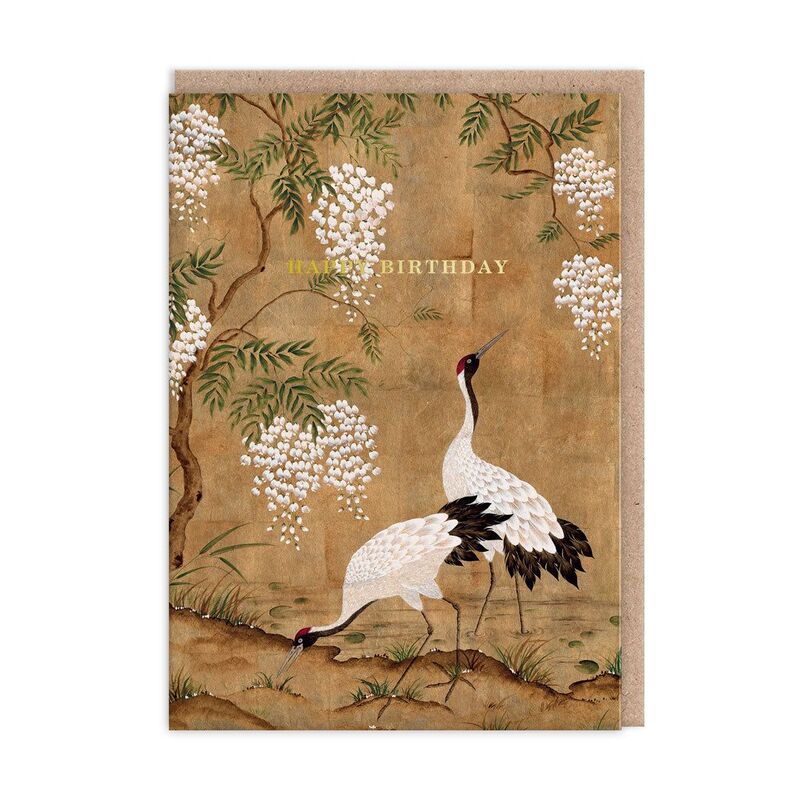 Ohh Deer Cranes And Wisteria Greeting Card (A6)