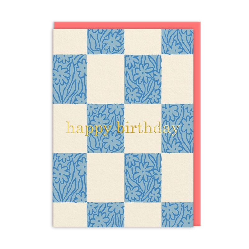 Ohh Deer Checker Floral Happy Birthday Greeting Card (A6)