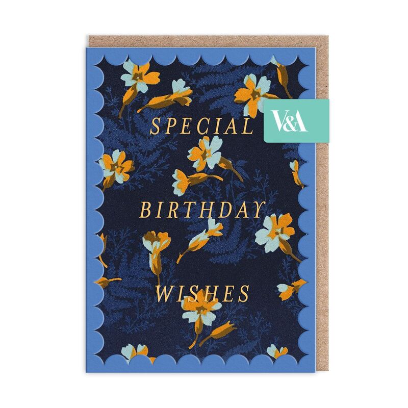 Ohh Deer Scalloped Navy And Orange Floral Greeting Card (12619) Premium Greeting Card (A6)