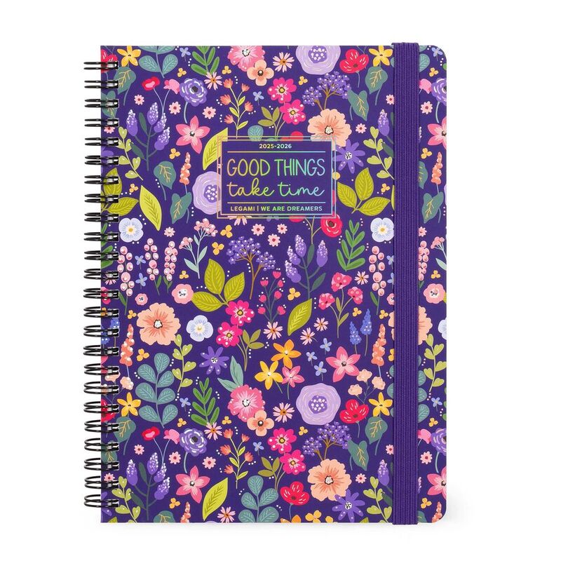 Legami 16 - Month Diary - 2025/2026 - Large Weekly Spiral Bound Diary - Flowers