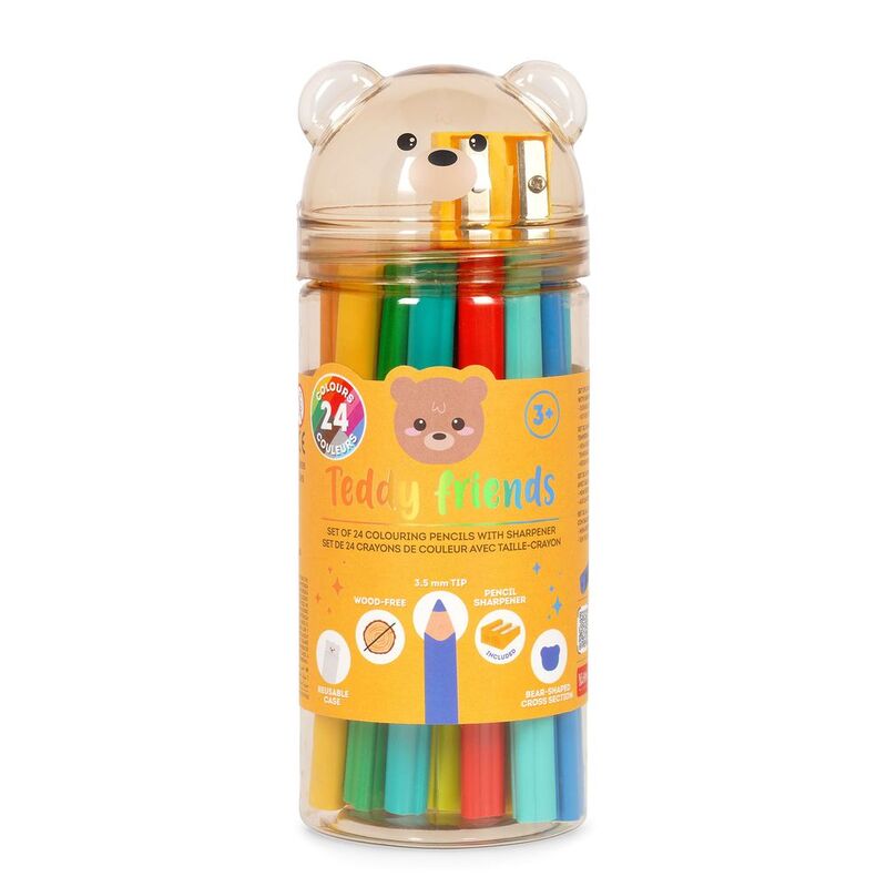 Legami 24 Colouring Pencils With Sharpener - Teddy Friends
