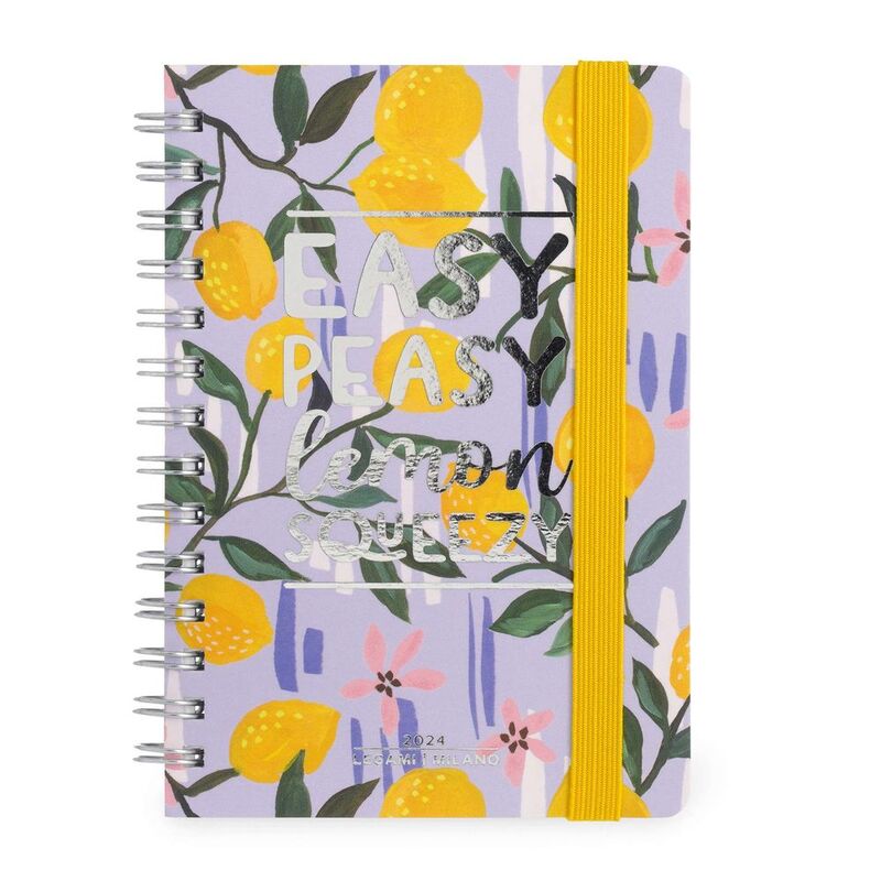 Legami 12-Month Diary - 2024 -Small Weekly Spiral Bound Diary - Lemon